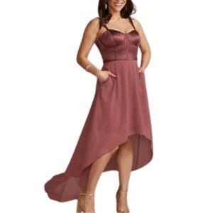DB STUDIO: chiffon corset bodice high-low dress Sz. 4